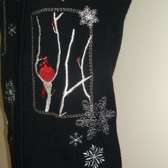 SOUTHERN LADY Red Birds embroidered Christmas / Winter Sweater Vest - Women's XL - Picture 4 of 9